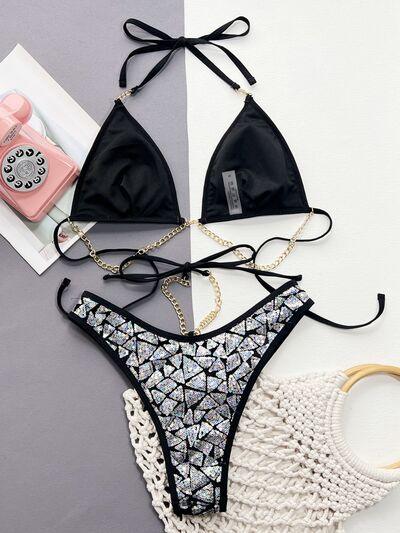 LGC Sequin Halter Neck Two-Piece Bikini Set - Le Grand Chevalier Le Grand Chevalier Trendsi Swimwear
